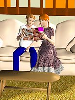 3d teenagers reading